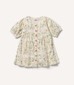 Crinkle Button Dress