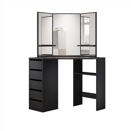 Corner Dressing Table Black Makeup Desk