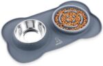 3-in-1 Slow Eating Dog Bowls with Non Slip Mat