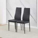 Modern Black Dining Table and Pu Leather Chairs Set