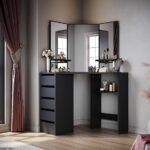 Corner Dressing Table Black Makeup Desk